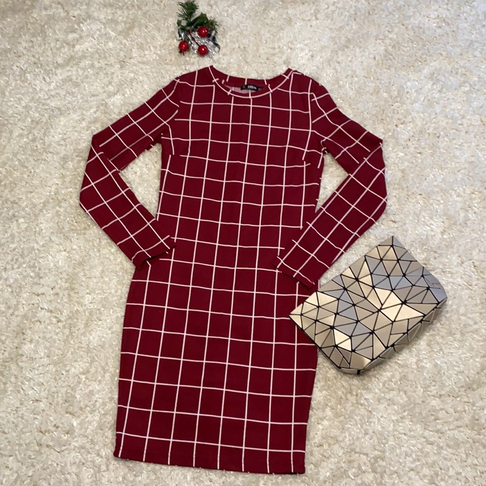 SHEIN Slim Fit Grid Dress